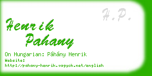 henrik pahany business card